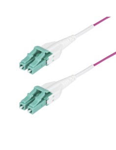 Cable de Fibra Óptica Multimodo OM4 LC a LC UPC de 40m - 50/125µm - 40G/100G - Violeta Érica - LOMMF/VCSE - Cable Uniboot de Fib